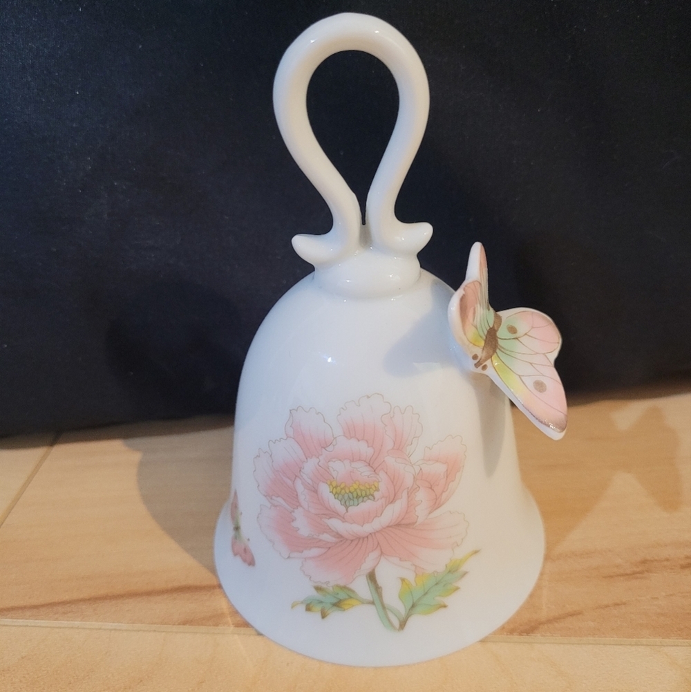 2/$20 Eaton Collection Floral Porcelain Bell with Butterfly Accent